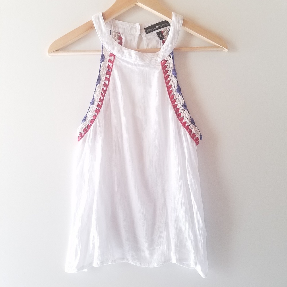 Derek Heart | sleeveless halter top Crochet detail Medium